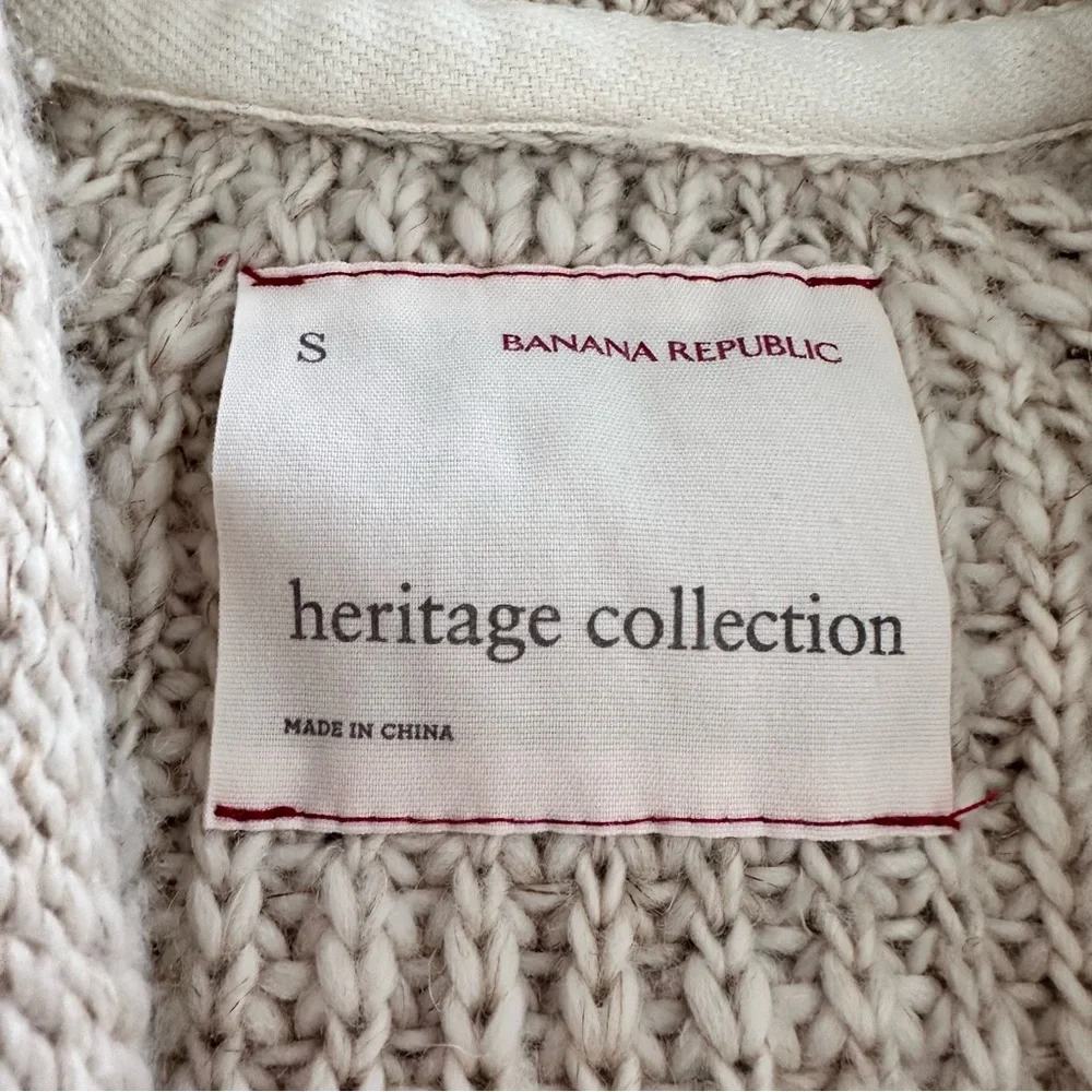 Banana Republic Heritage Men's Cream Shawl Collar Toggle Wool Blend Cardigan